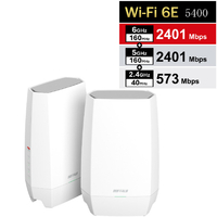 バッファロー AirStation Wi-Fi 6E 対応トライバンドルーター 2台セット ホワイト WNR-5400XE6P/2S