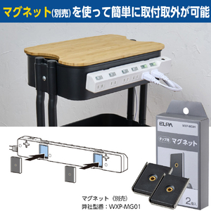 エルパ 耐雷電源タップ6個口3m ブレーカー付き ホワイト WLK-R63BW-イメージ6
