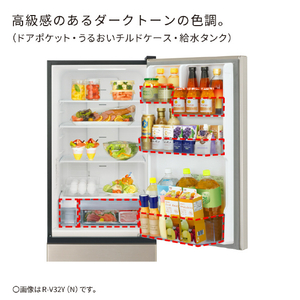 日立 【左開き】315L 3ドア冷蔵庫 ライトゴールド RV32YLN-イメージ9