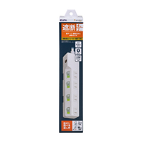 エルパ 耐雷スイッチ付きタップ 4個口2m ブレーカー内臓 e angle select ホワイト WLK-R42BWE5