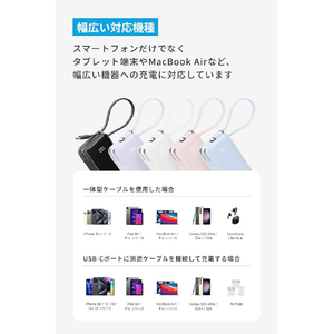 Anker Power Bank (10000mAh, Fusion, Built-In USB-C ケーブル) パープル A1637NV1-イメージ6