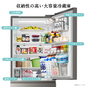 ハイセンス 【右開き】450L 5ドア冷蔵庫 アッシュブラック HR-DC450KB-イメージ8