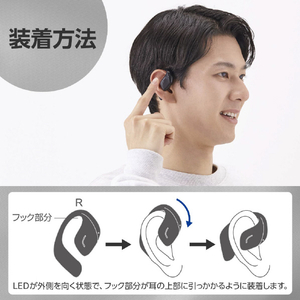 エレコム オープンイヤー型ワイヤレスヘッドホン スモーキーブラック LBT-OWS01BK-イメージ5