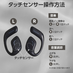 エレコム オープンイヤー型ワイヤレスヘッドホン スモーキーブラック LBT-OWS01BK-イメージ6